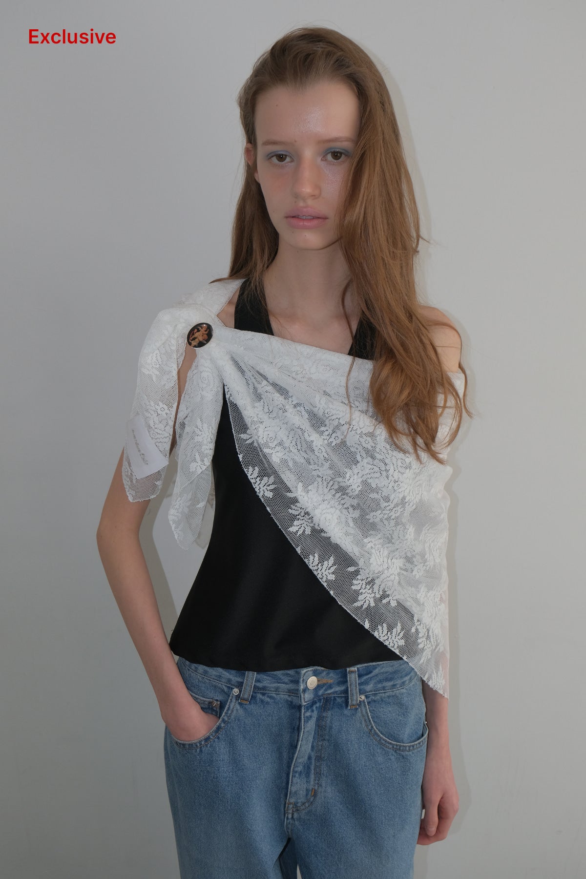 Overdueflair Lace Shawl Scarf Ivory