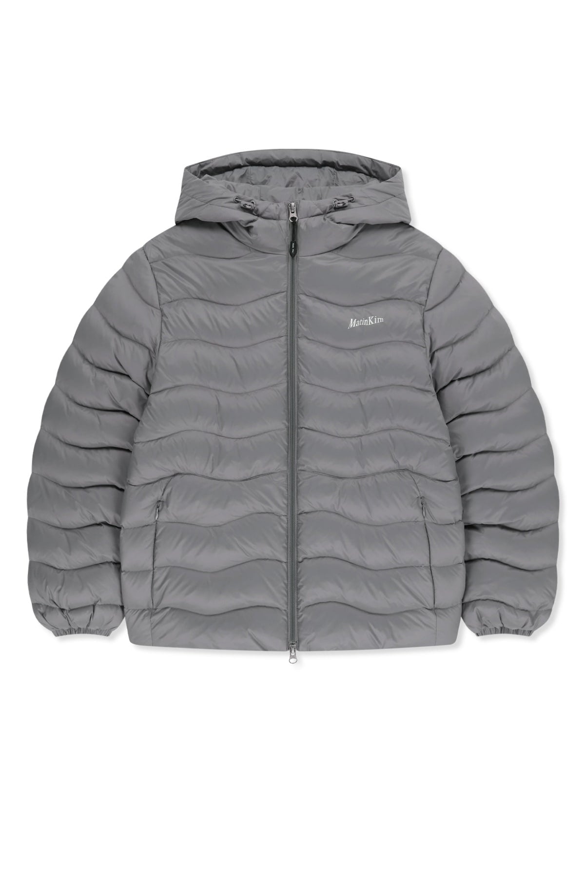 Matinkim Flowing Quilted Hoody Down Jumper IN Light Grey
