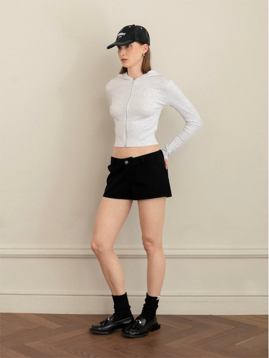 GLOWNY The Rachel Denim Shorts (Black)