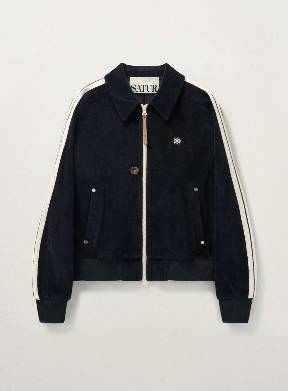 [satur] (W) Lawton Velour Collar Jacket - Black