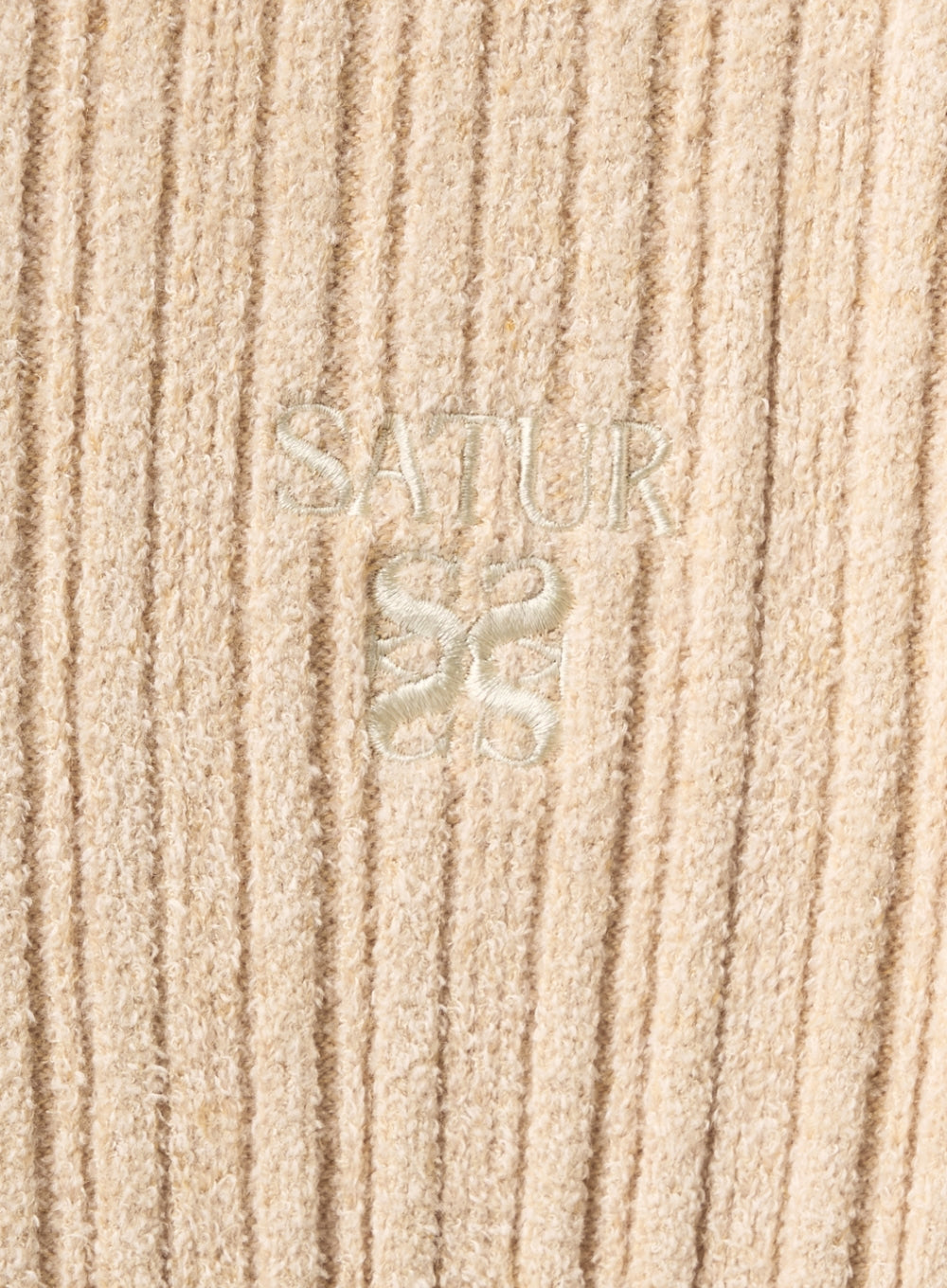 [satur] (W) Fleece Crew Neck Cardigan - Cream