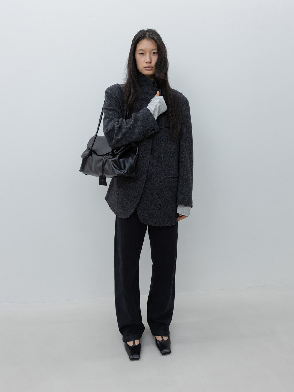 Low Classic Oversized Wool Tailored Jacket Grey