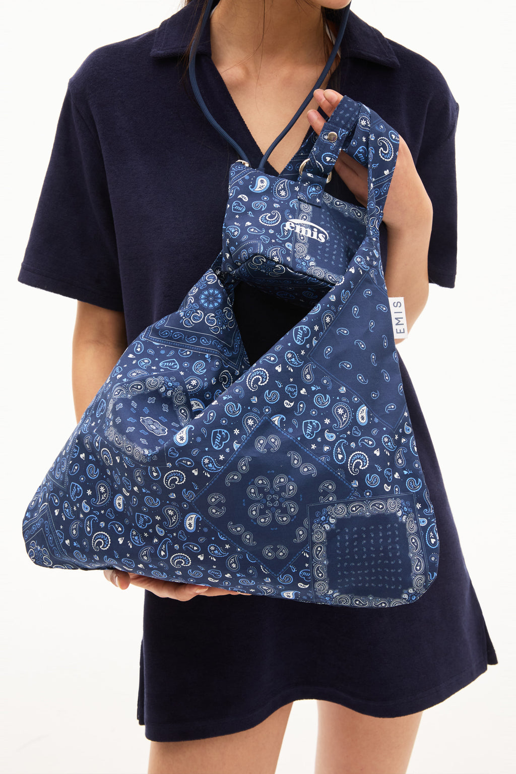 EMIS Logo Paisley Eco Bag-Navy