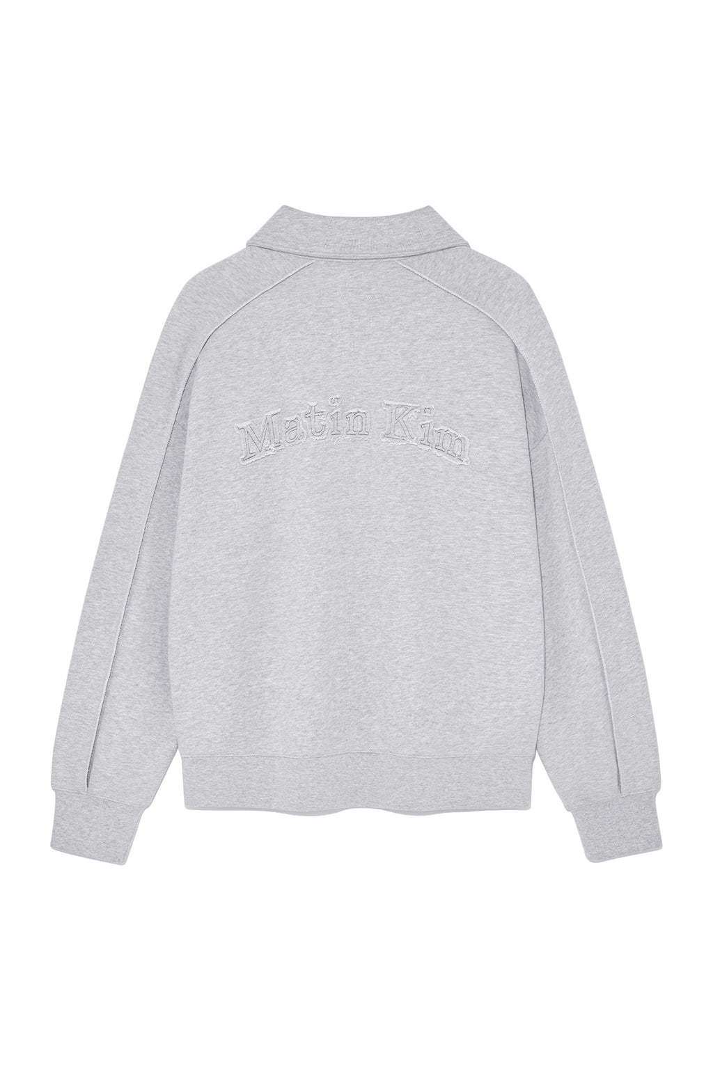 [matinkim] BACK LOGO HALF ZIP SWEATSHIRT FOR MEN IN GREY