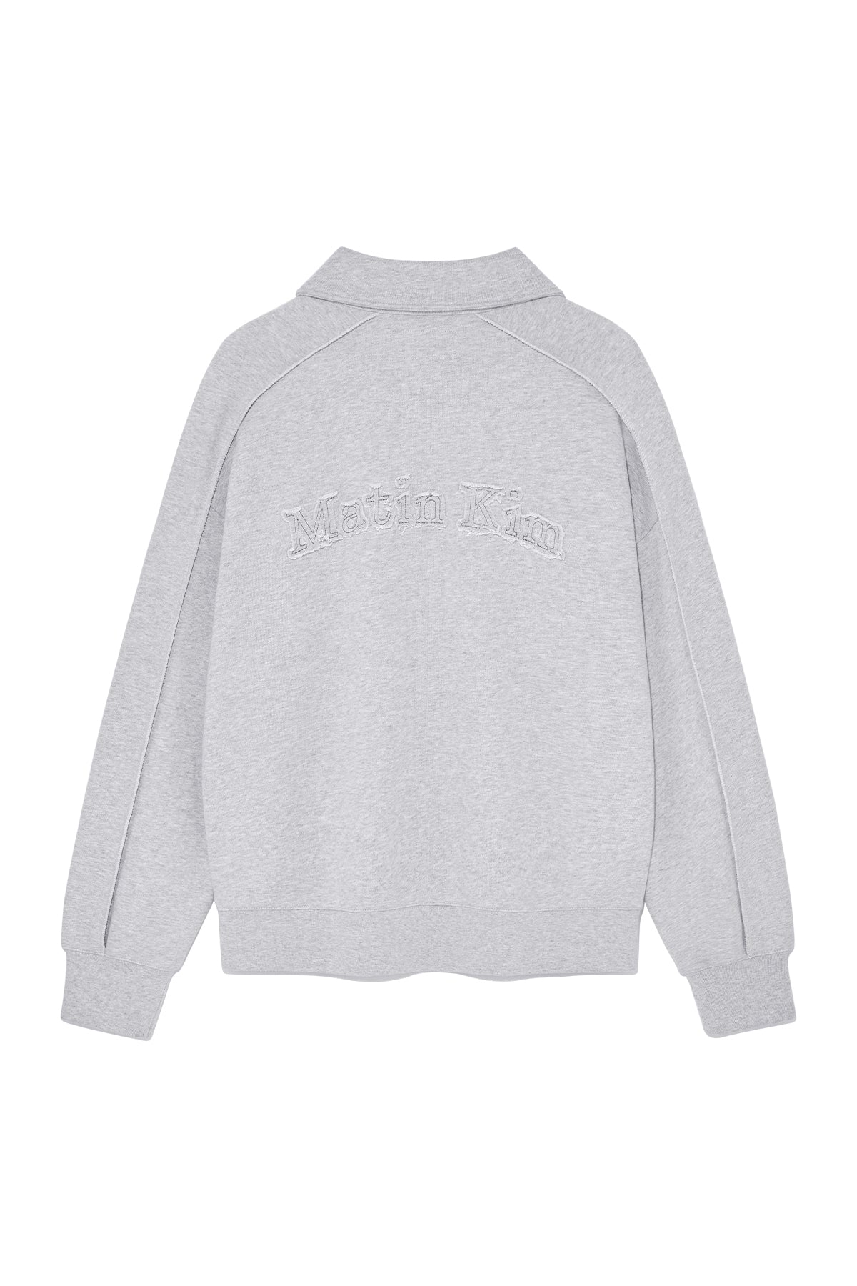 [matinkim] BACK LOGO HALF ZIP SWEATSHIRT FOR MEN IN GREY