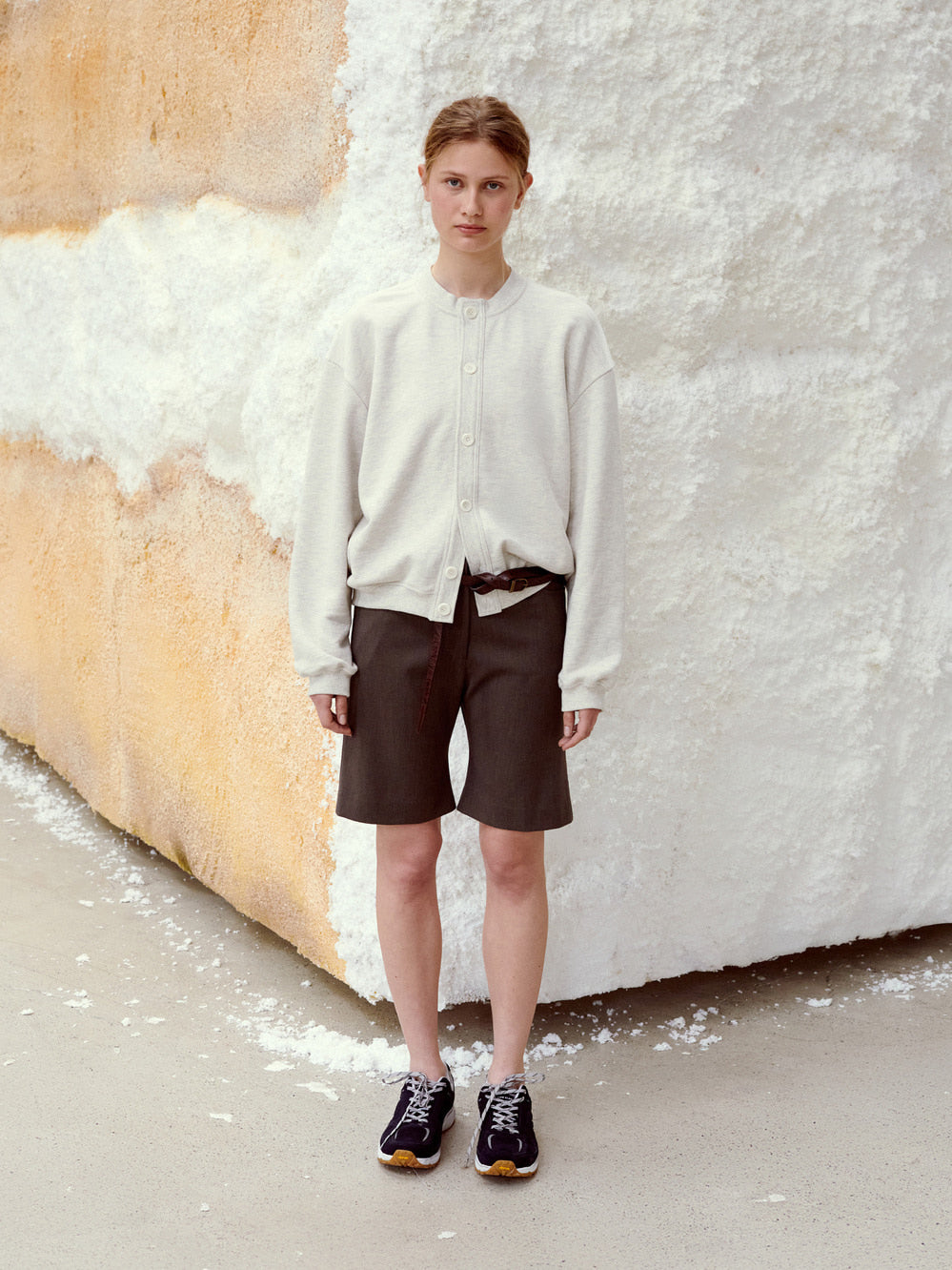 Low Classic Flared Bermuda Pants Melange Brown