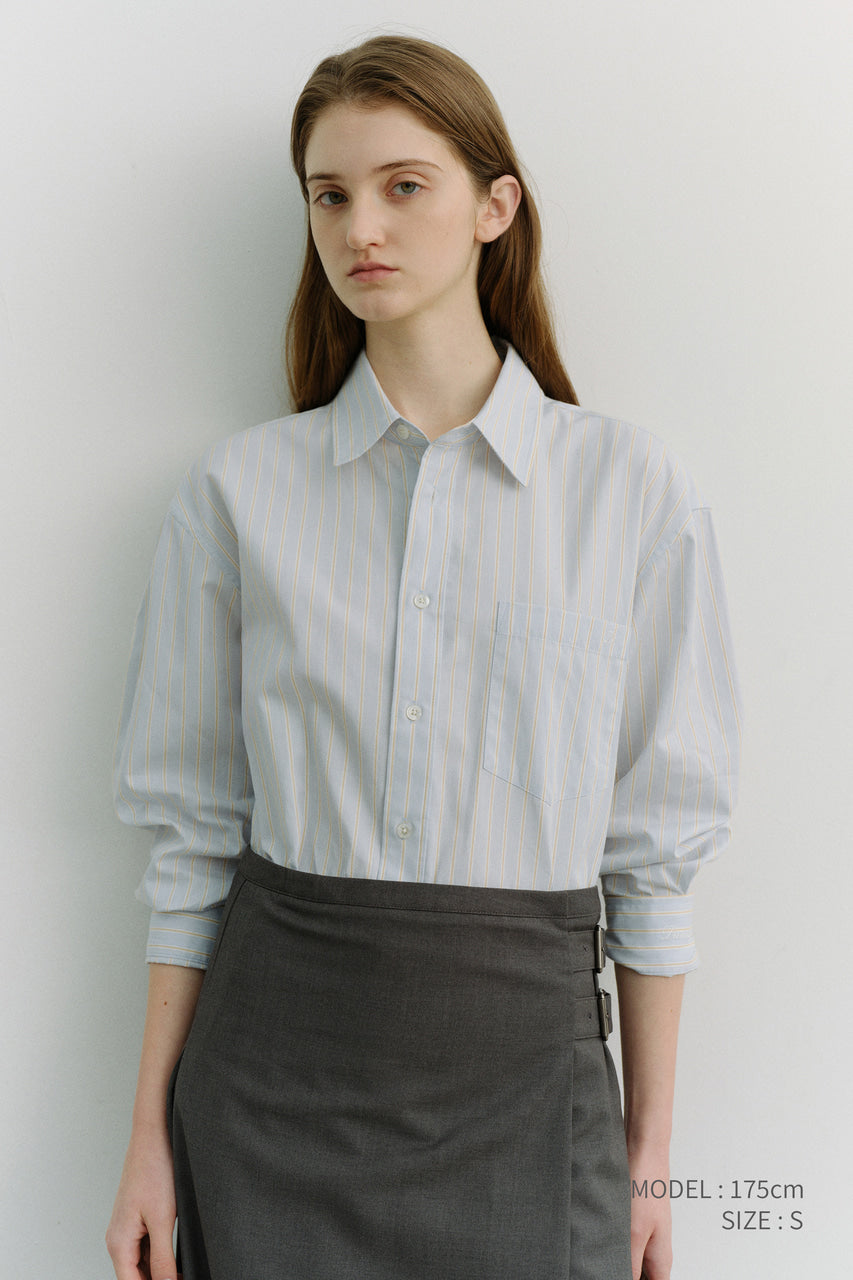 Dunst Unisex Oversized Striped Shirt Misty Blue Stripe