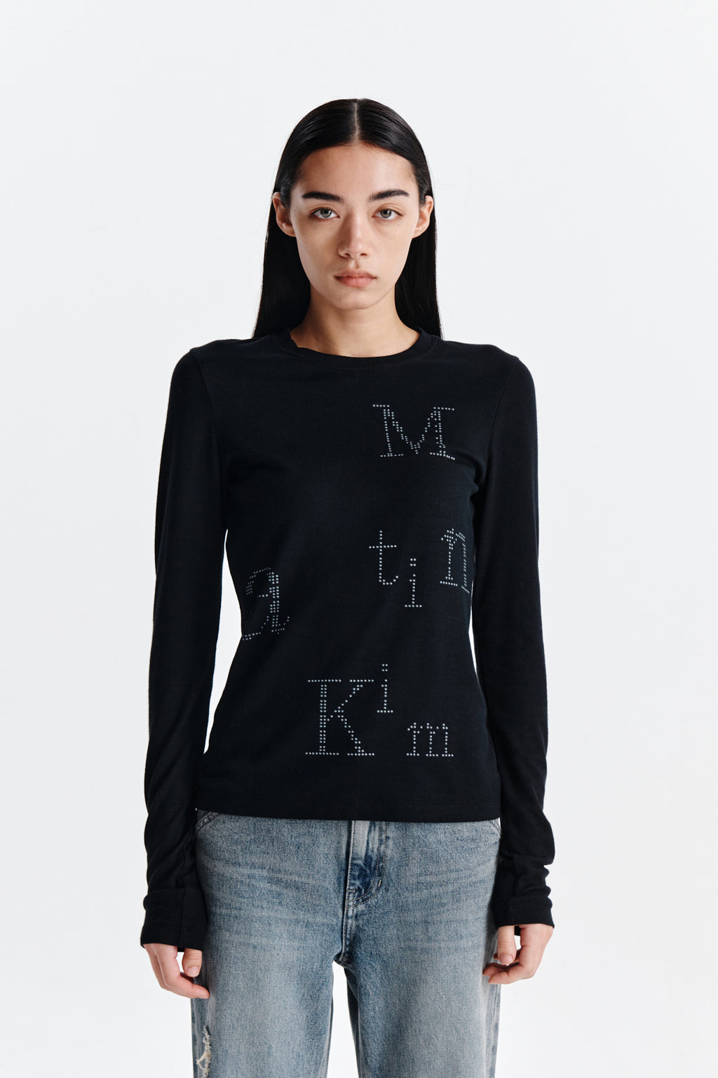 [matinkim] DOT GRAPHIC LOGO LETTERING TOP IN BLACK