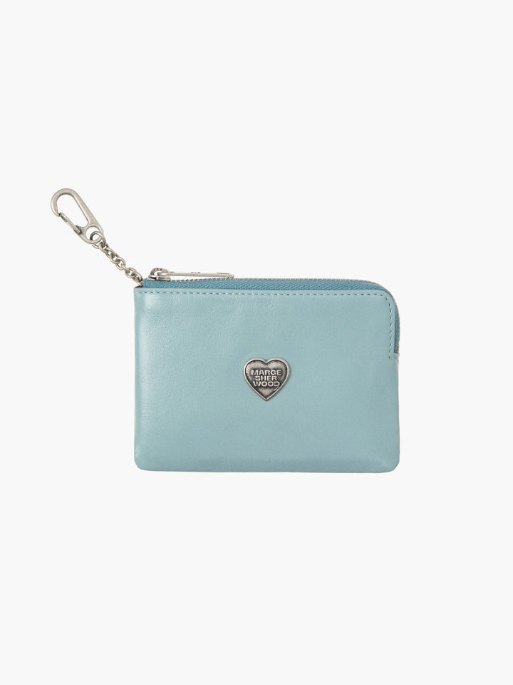 Margesherwood Heart Zipper Wallet Silver Logo mint glossy plain