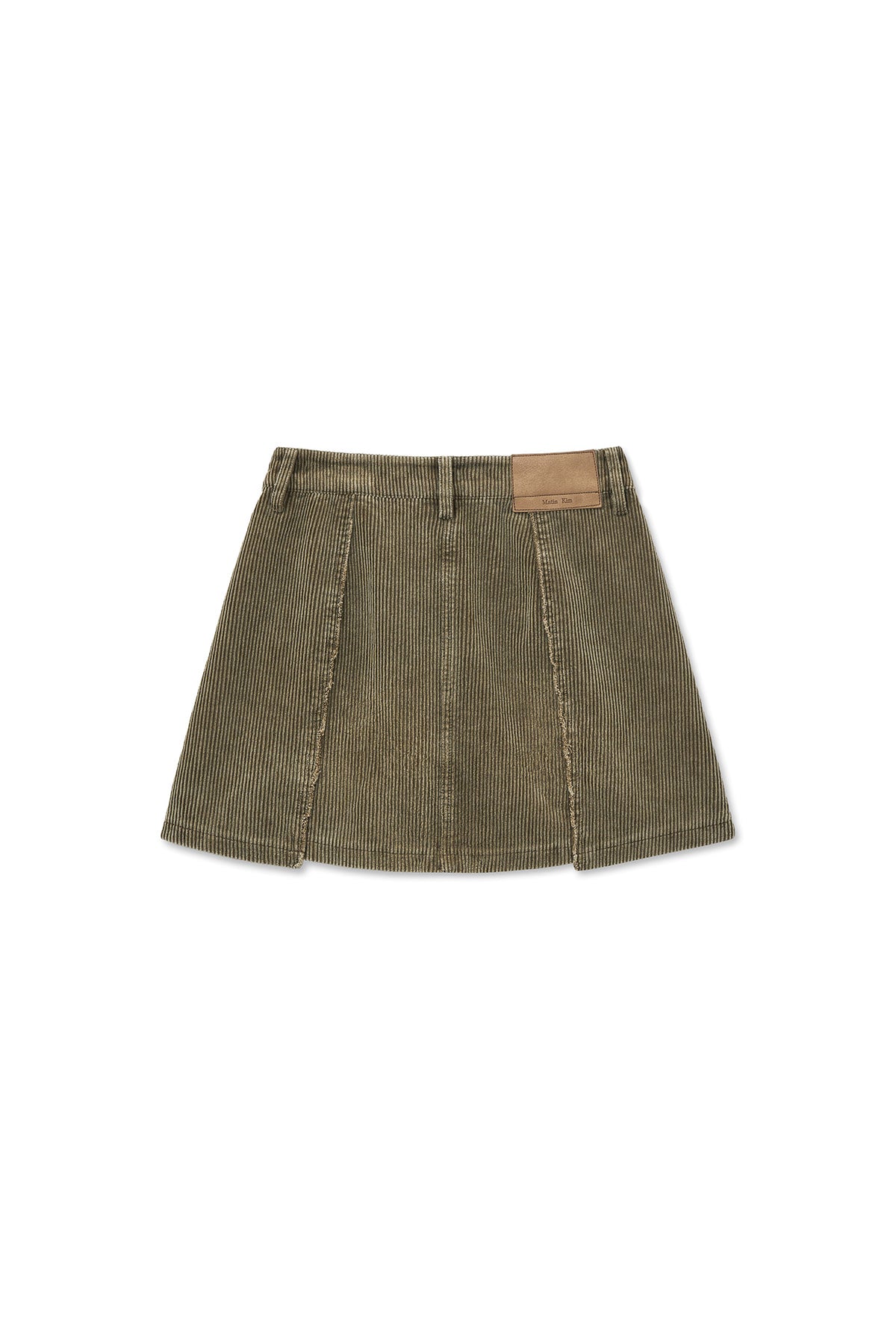 [matinkim] WASHED CORDUROY WRAP SKIRT IN KHAKI