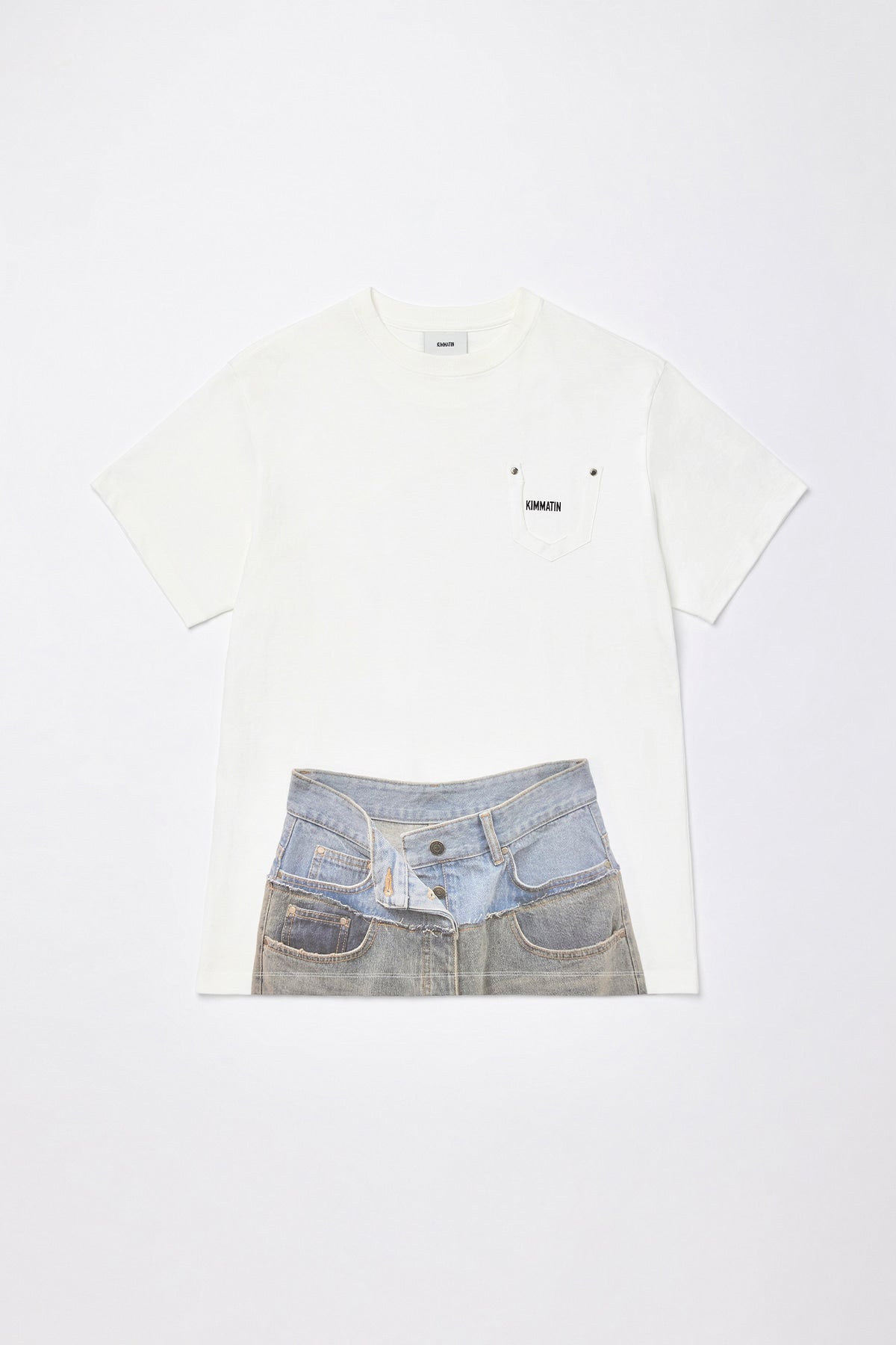 Matinkim Denim Printing Oversize Top IN White