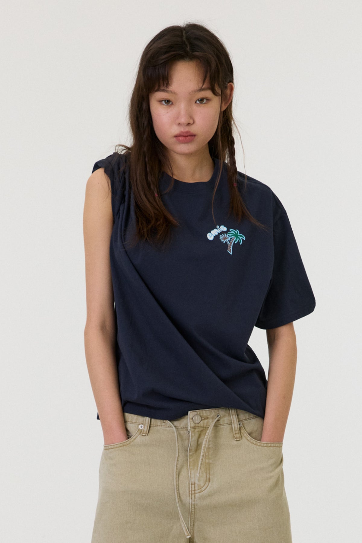EMIS Coastal Embroidery T-Shirt-Navy