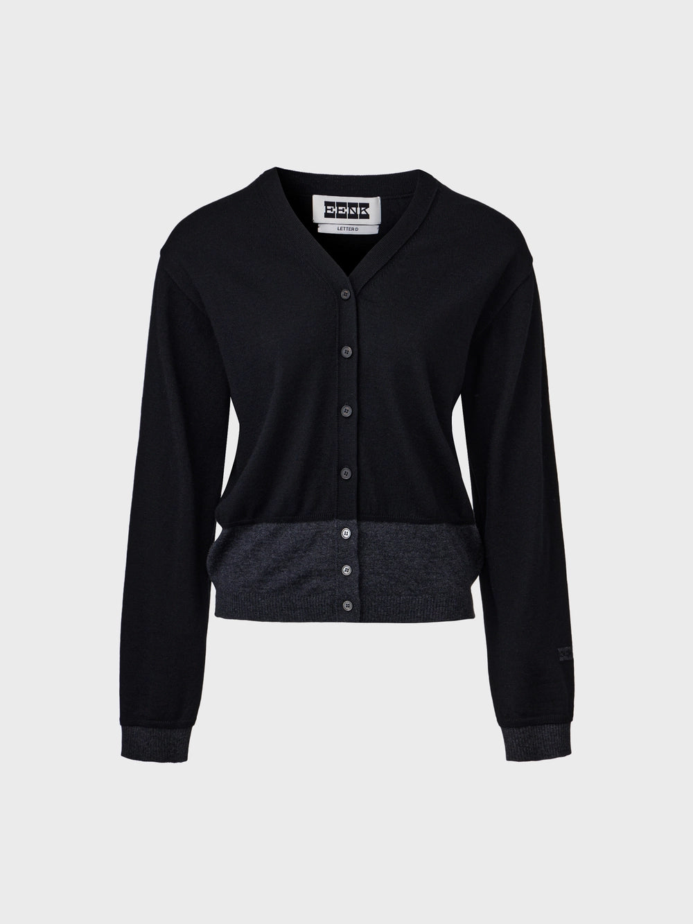 EENK Contrast V-Neck Cardigan - Black