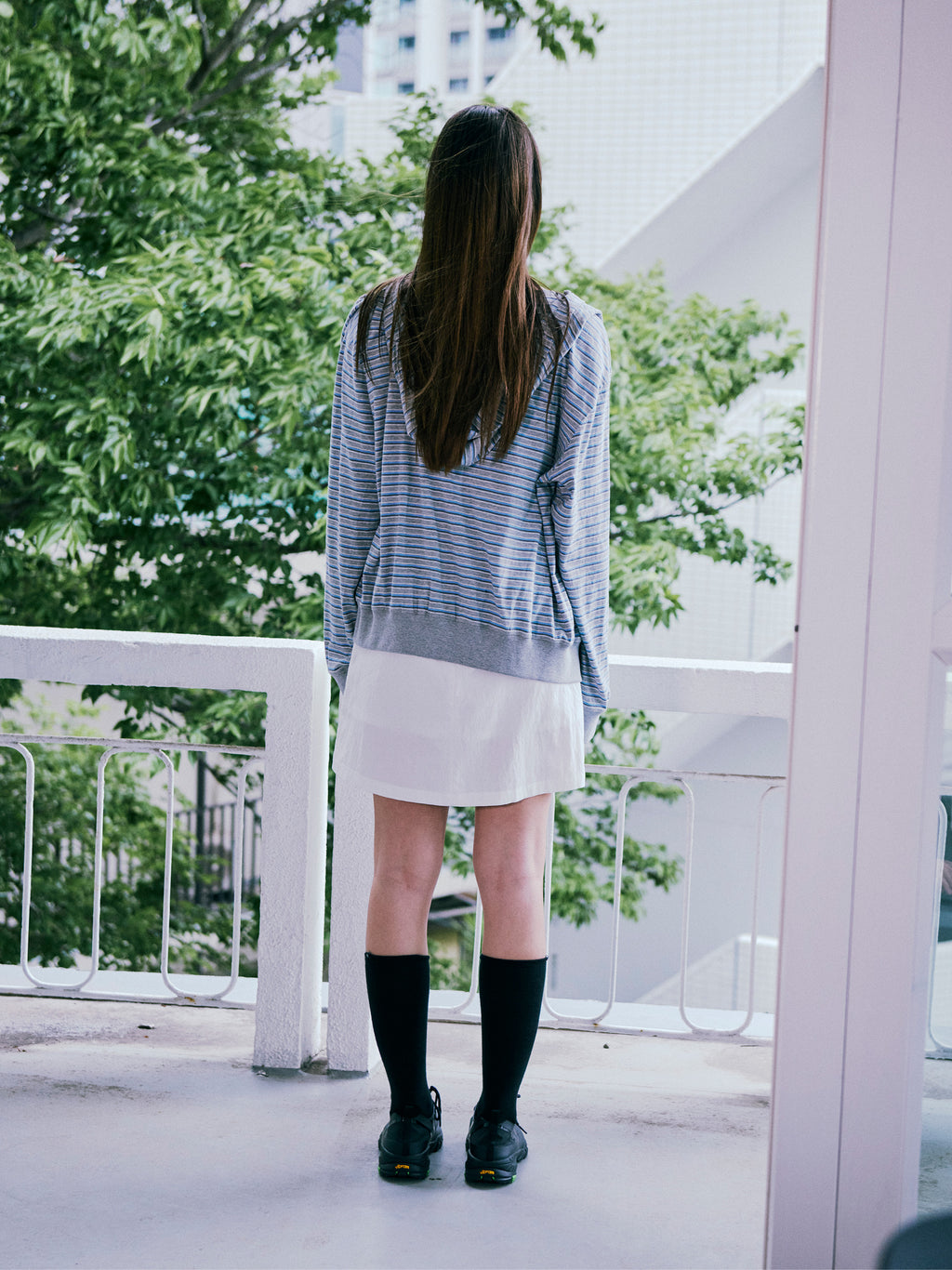 Low Classic Lc Striped Zip-Up Hoodie Grey Stripe