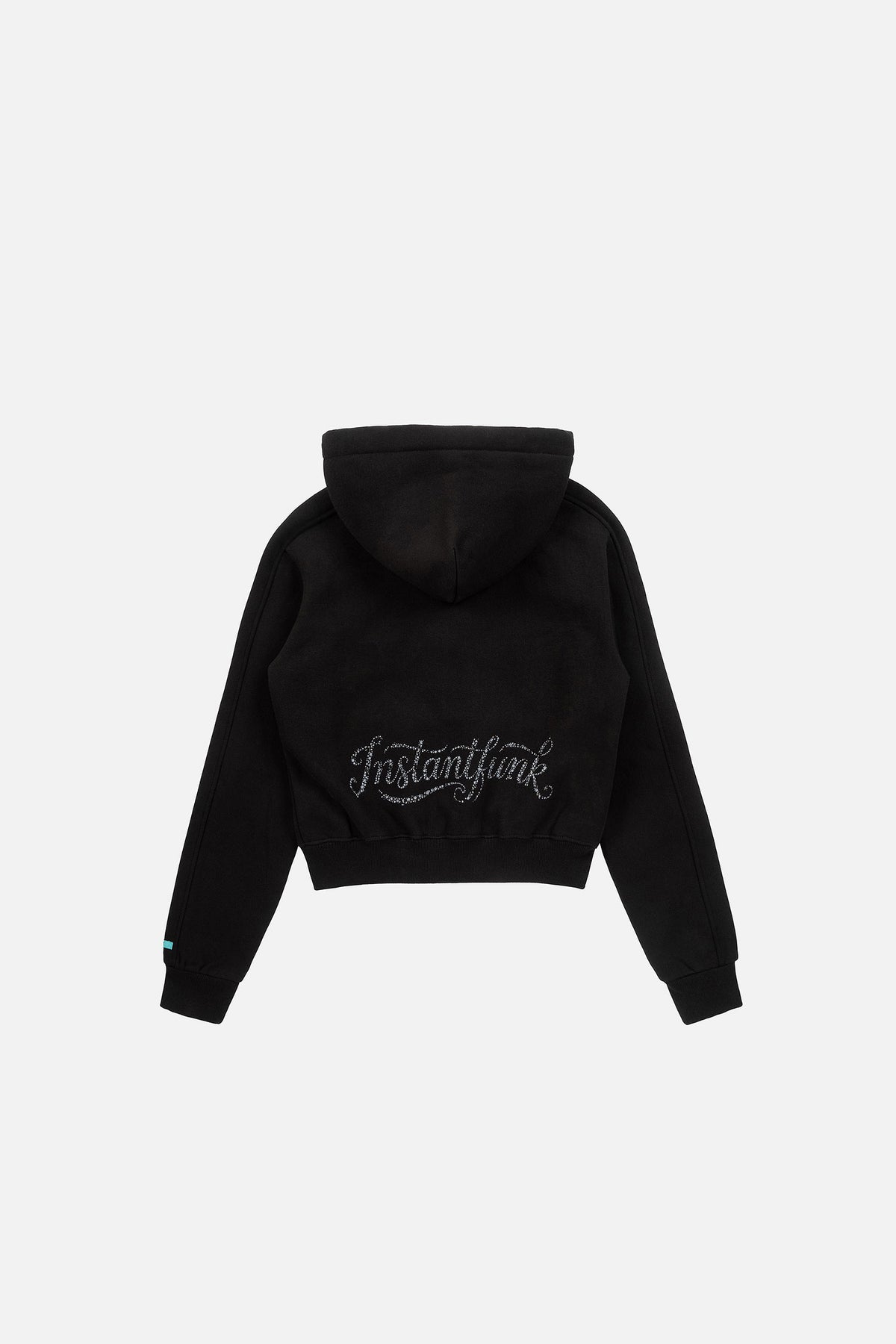 Instantfunk Rhinestone Zip Hood Up Hoodie - Black