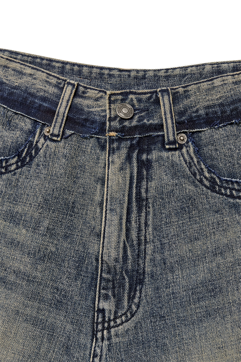 Matinkim Rough Cut Line Point Denim Pants IN Smoke Blue