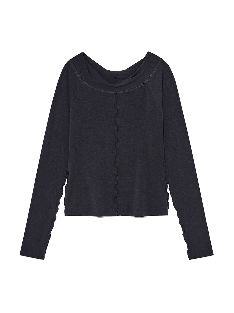 Matinkim Wide Neck Raglan Long Sleeve IN Charcoal