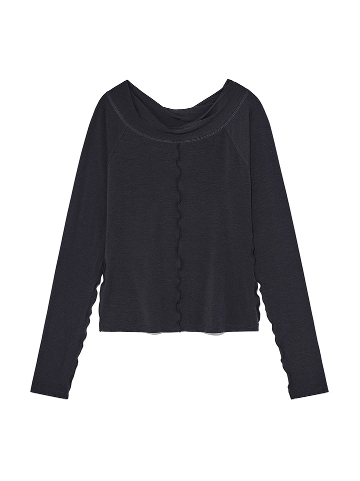 Matinkim Wide Neck Raglan Long Sleeve IN Charcoal