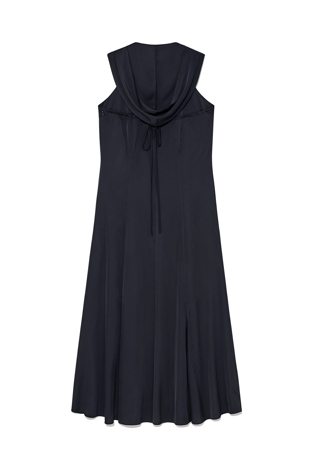[matinkim] BACK STRING HOODY MAXI DRESS IN DARK NAVY