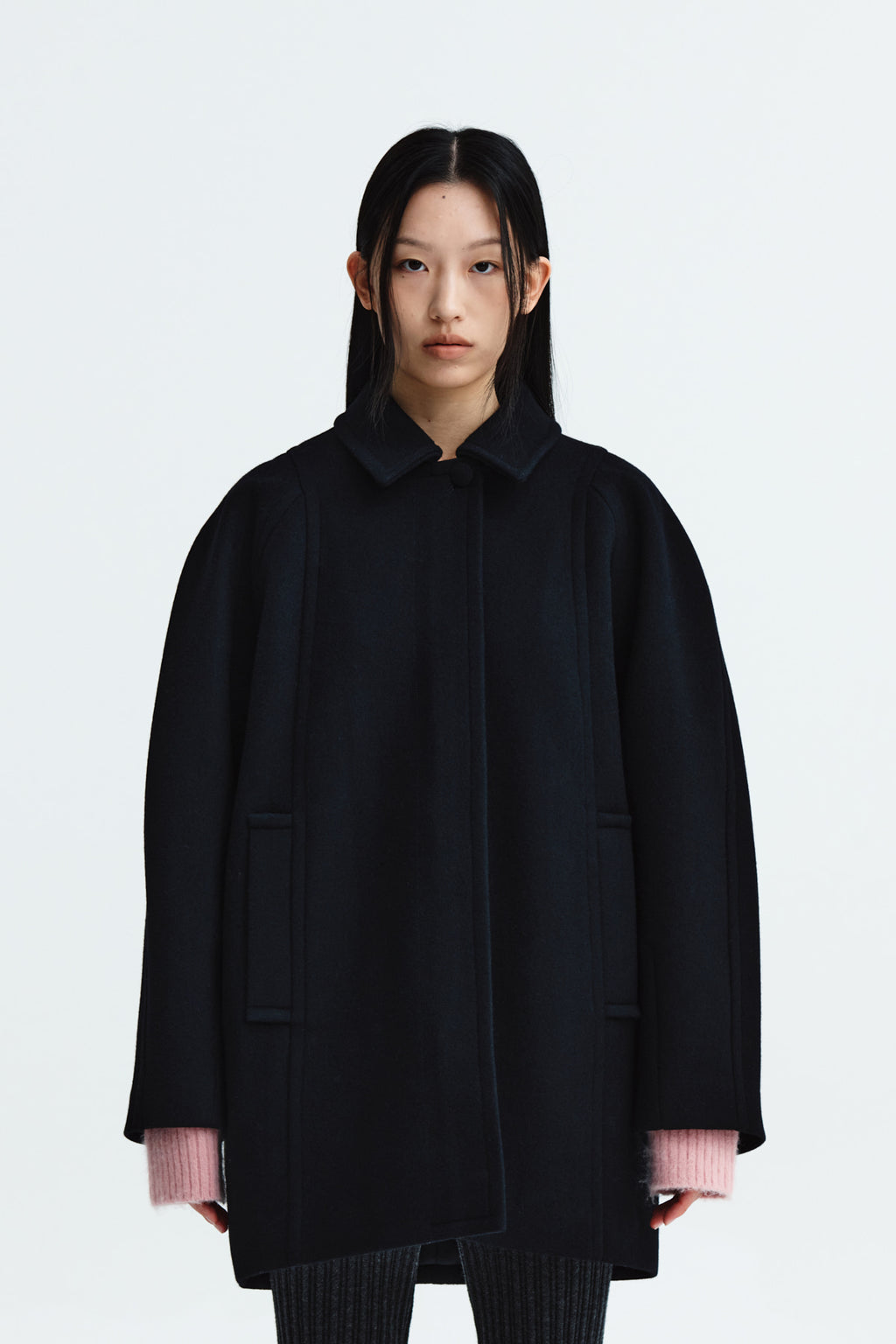Matinkim Raglan Wool Half Coat IN Navy