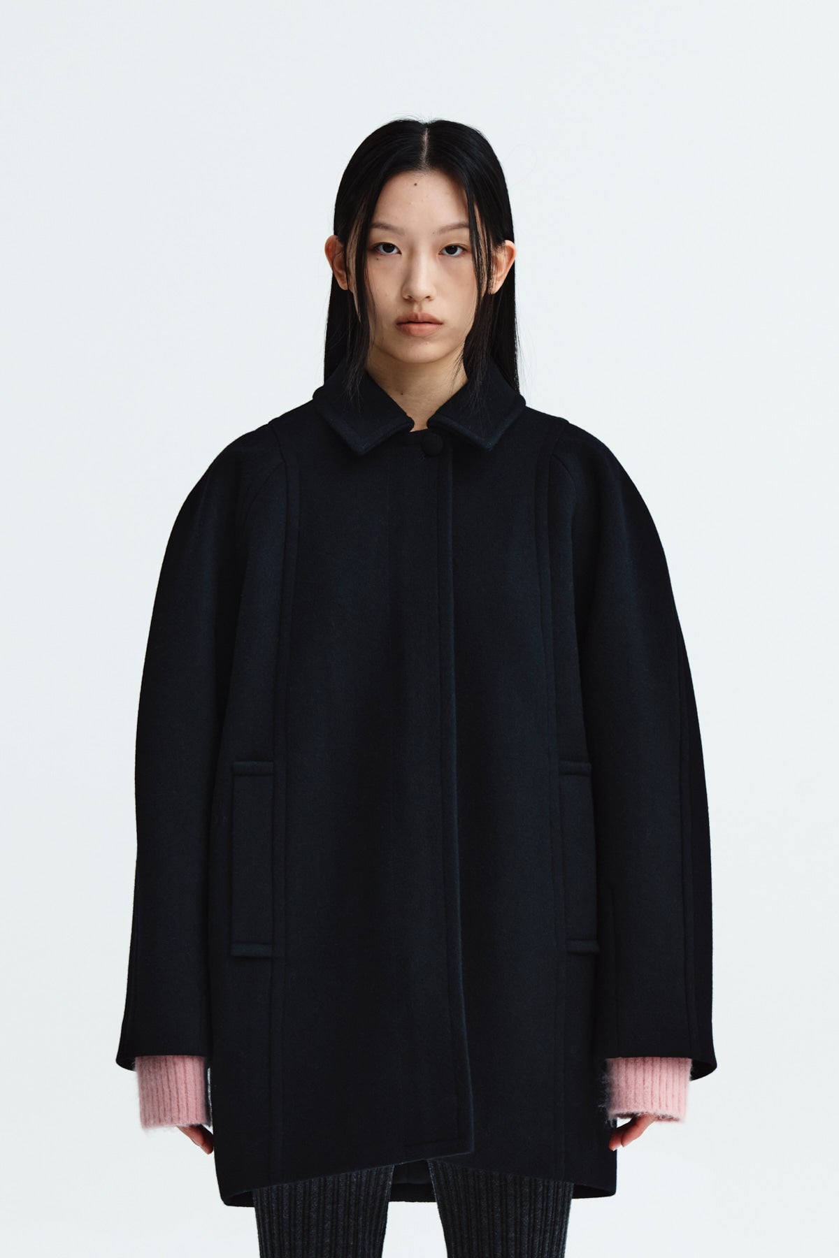 Matinkim Raglan Wool Half Coat IN Navy