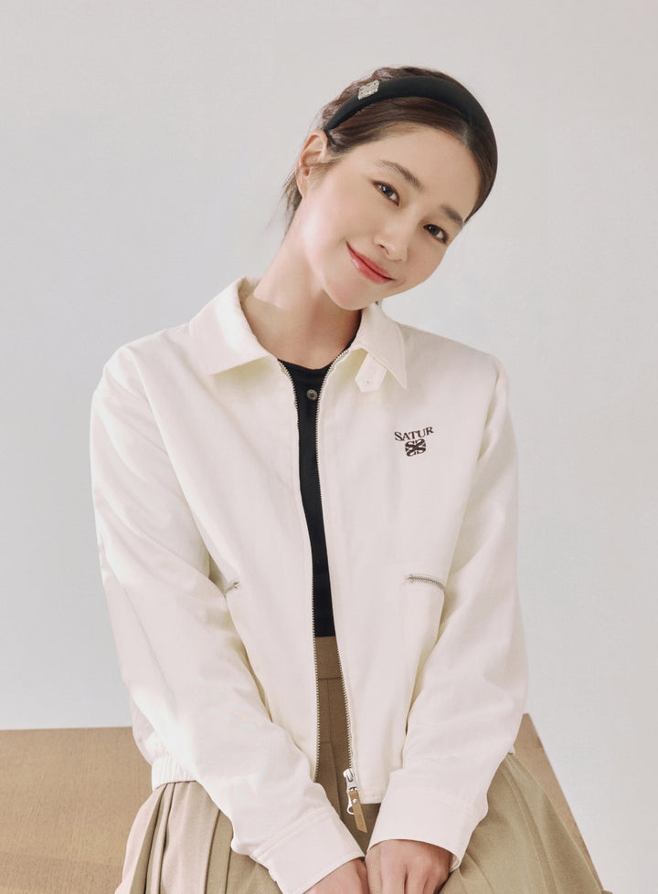 Satur Maron Collar Blouson Jacket - Cream