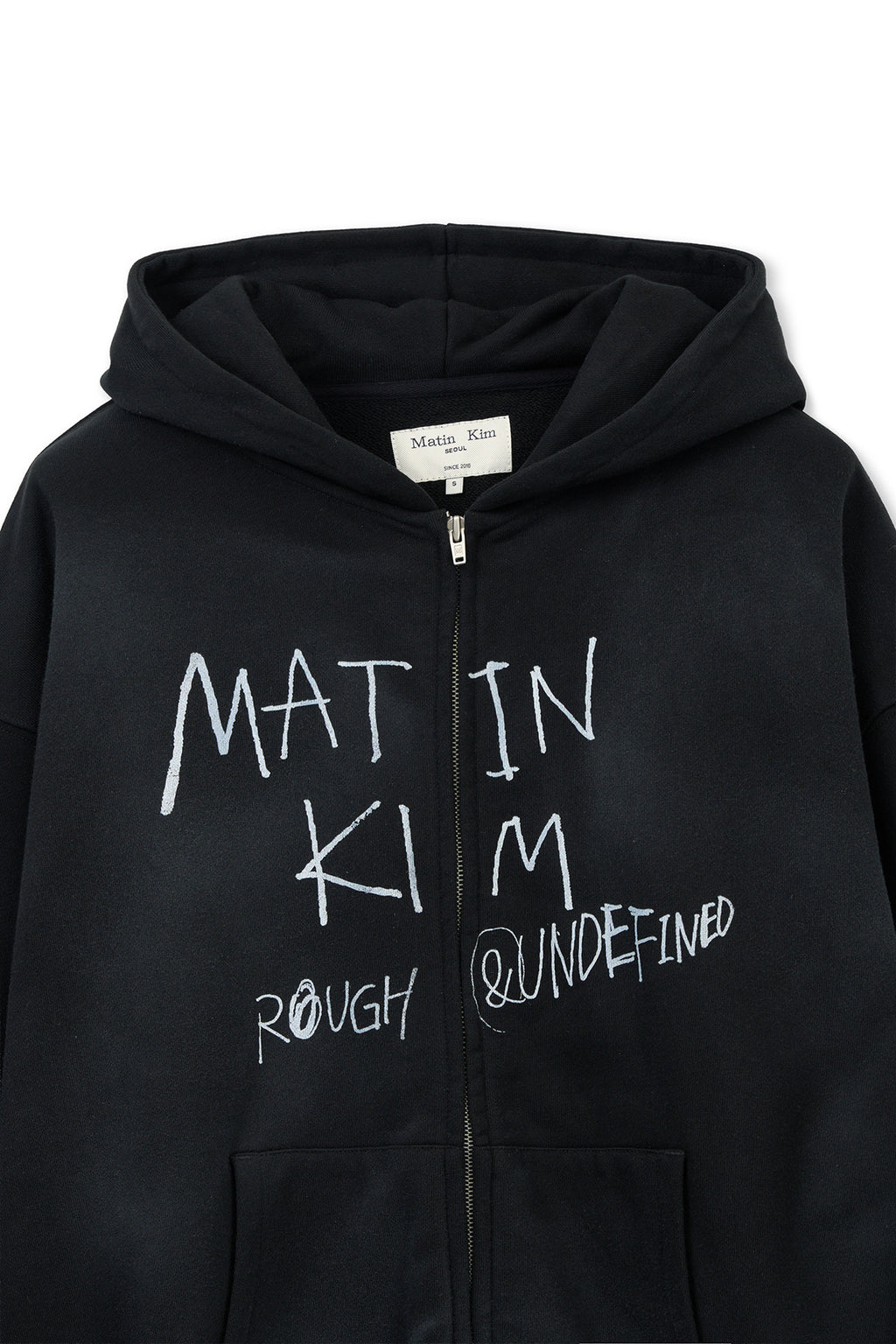 Matinkim Vintage Washed Graffiti Hoody Zip UP IN Black