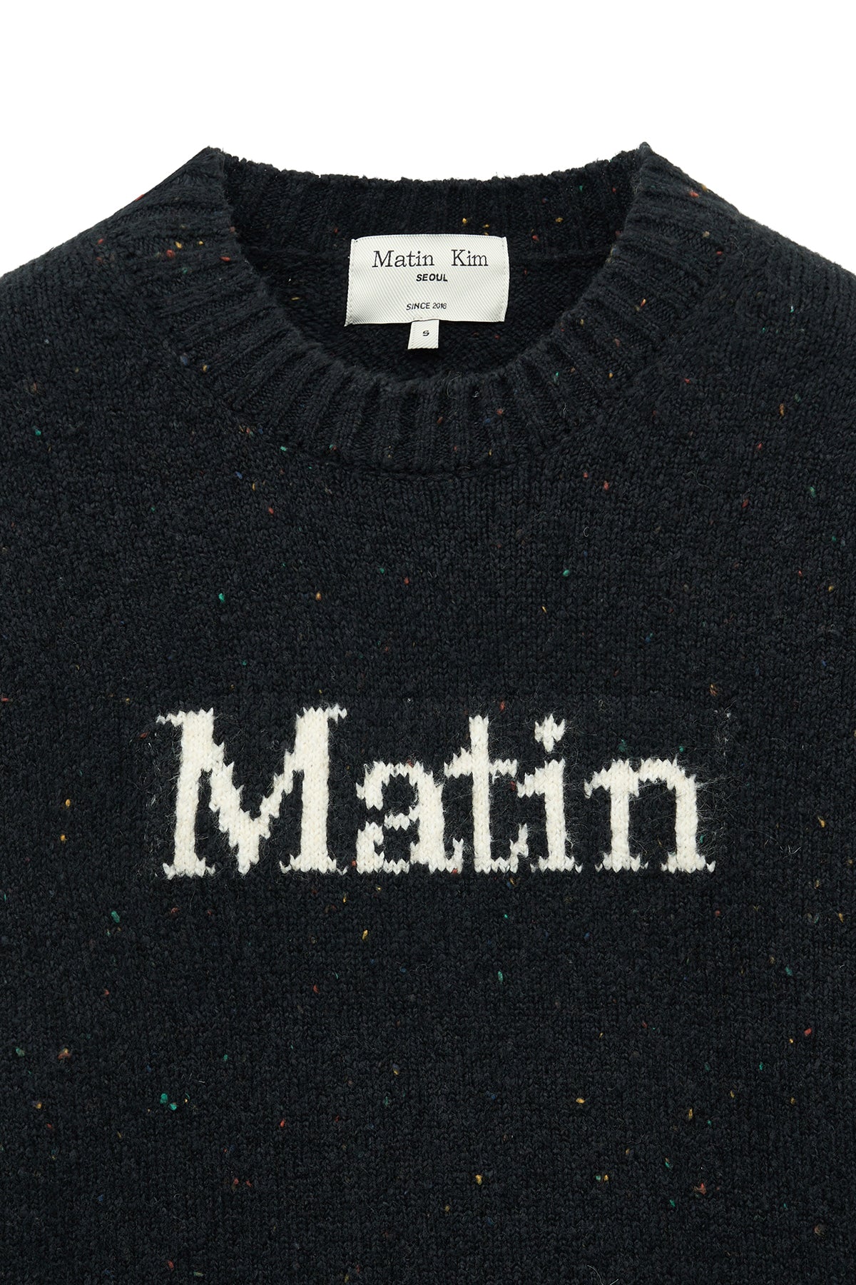 [matinkim] MATIN MIXED YARN KNIT PULLOVER IN DARK NAVY
