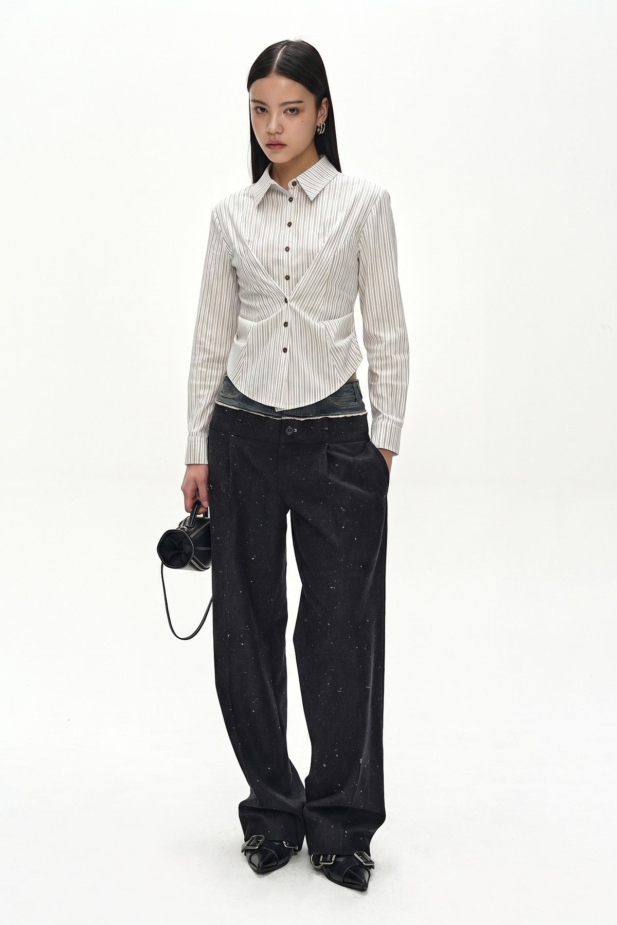 Andersson Bell Stripe Draped Waist Shirt