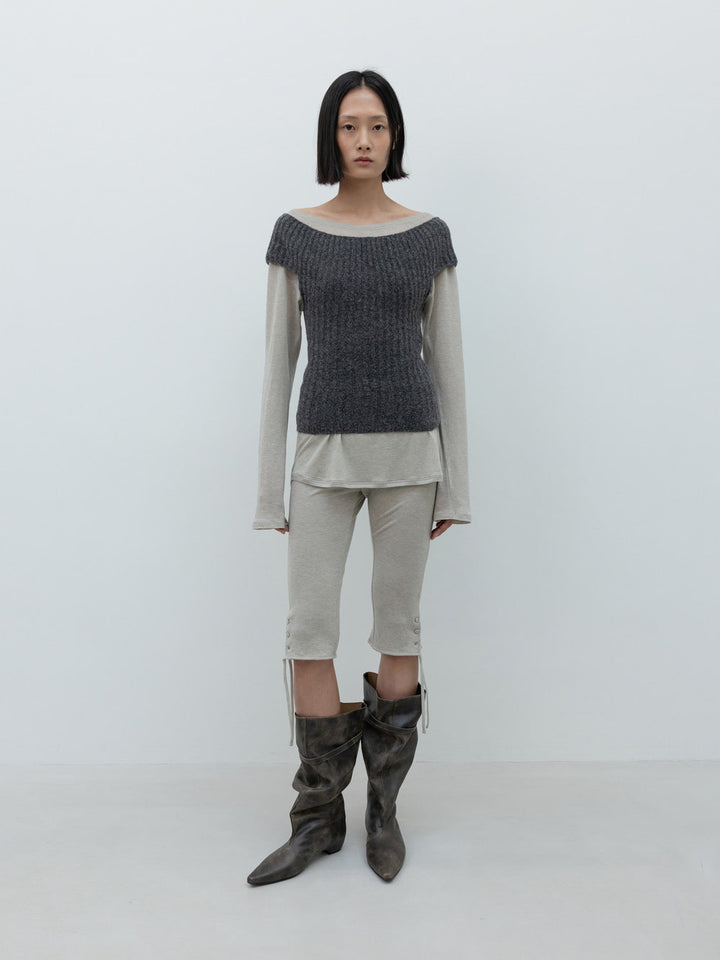 Low Classic Off-Shoulder Wool Knit Charcoal