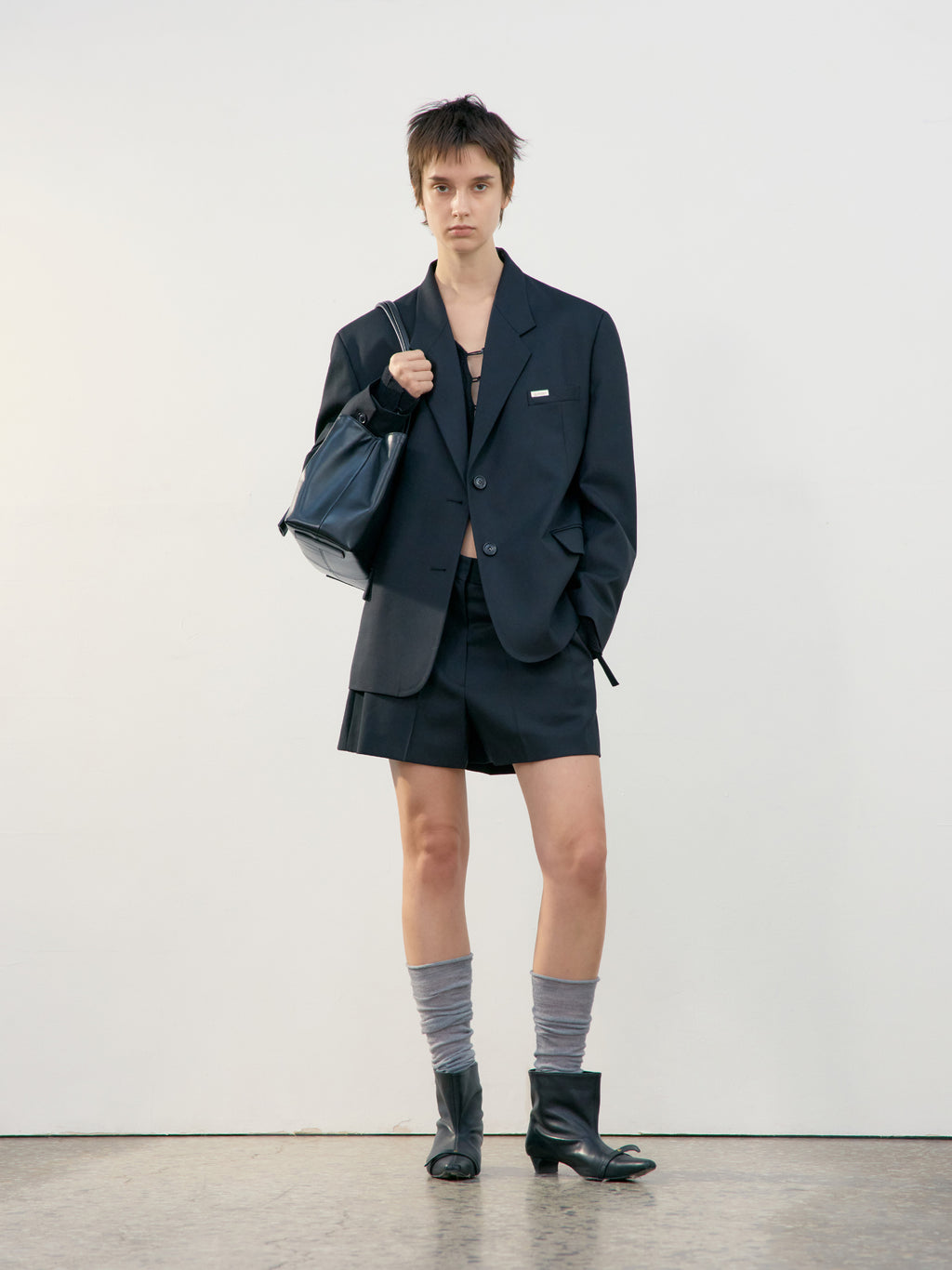 Low Classic Shirring Long Socks Grey