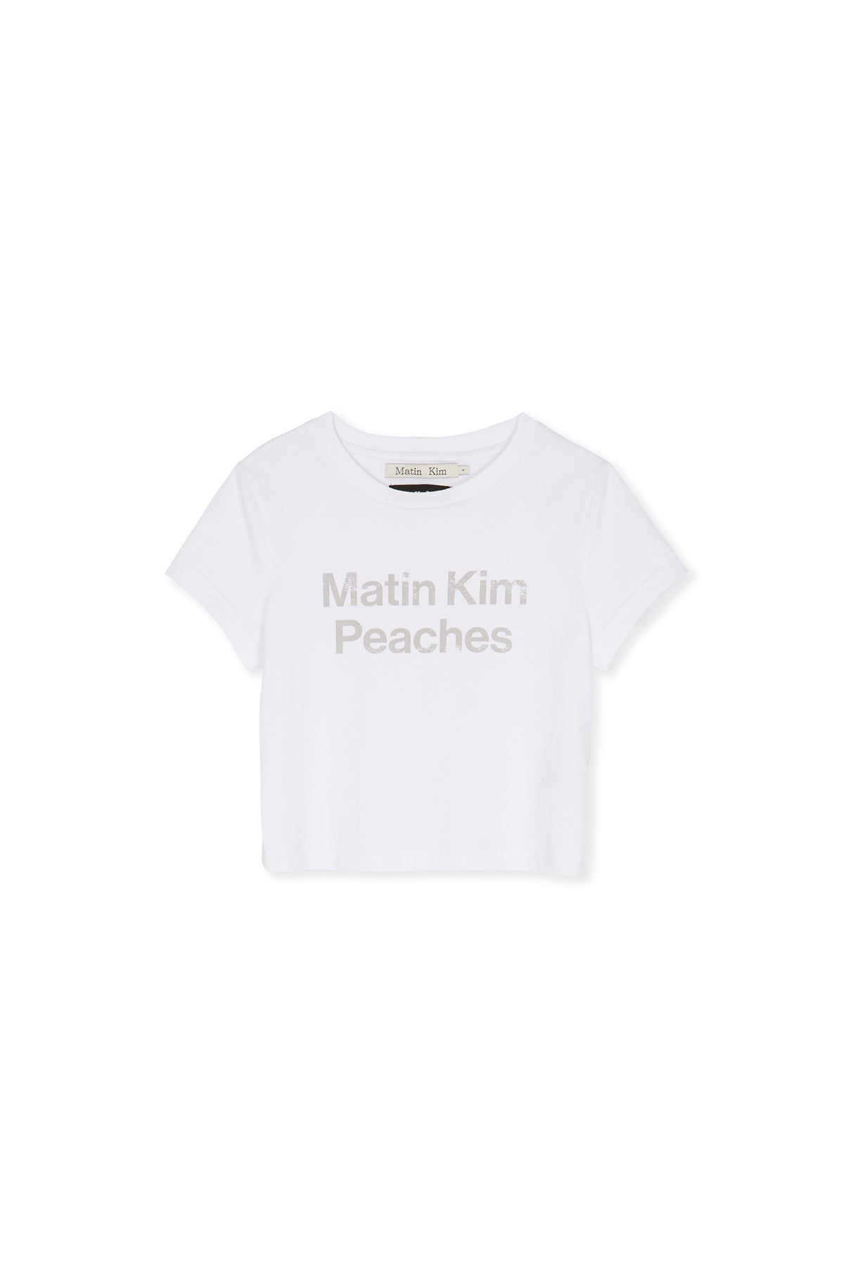 [matinkim] PEACHES LOGO GRAPHIC CROP TOP IN WHITE
