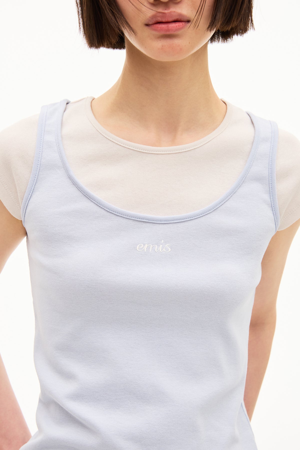 Emis Layered-Like T-Shirt-Pastel Blue