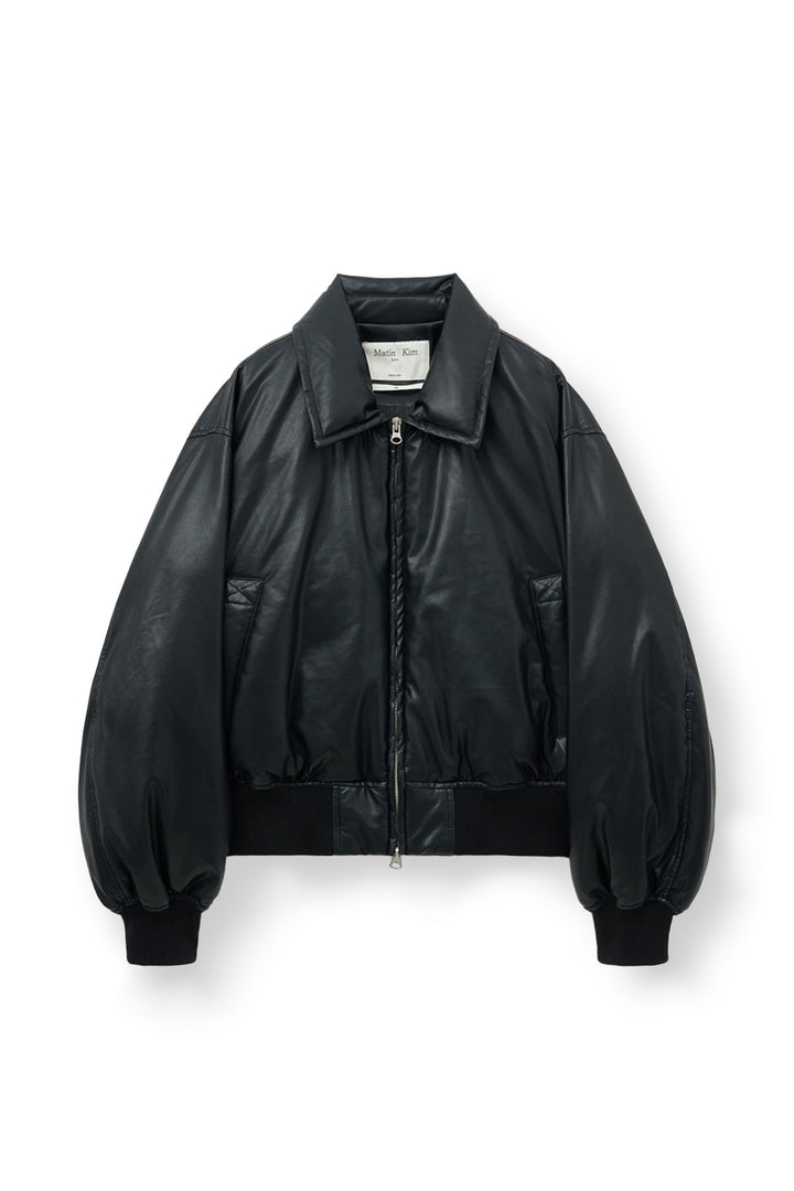 Matinkim Faux Leather Down Jumper For Women IN Black