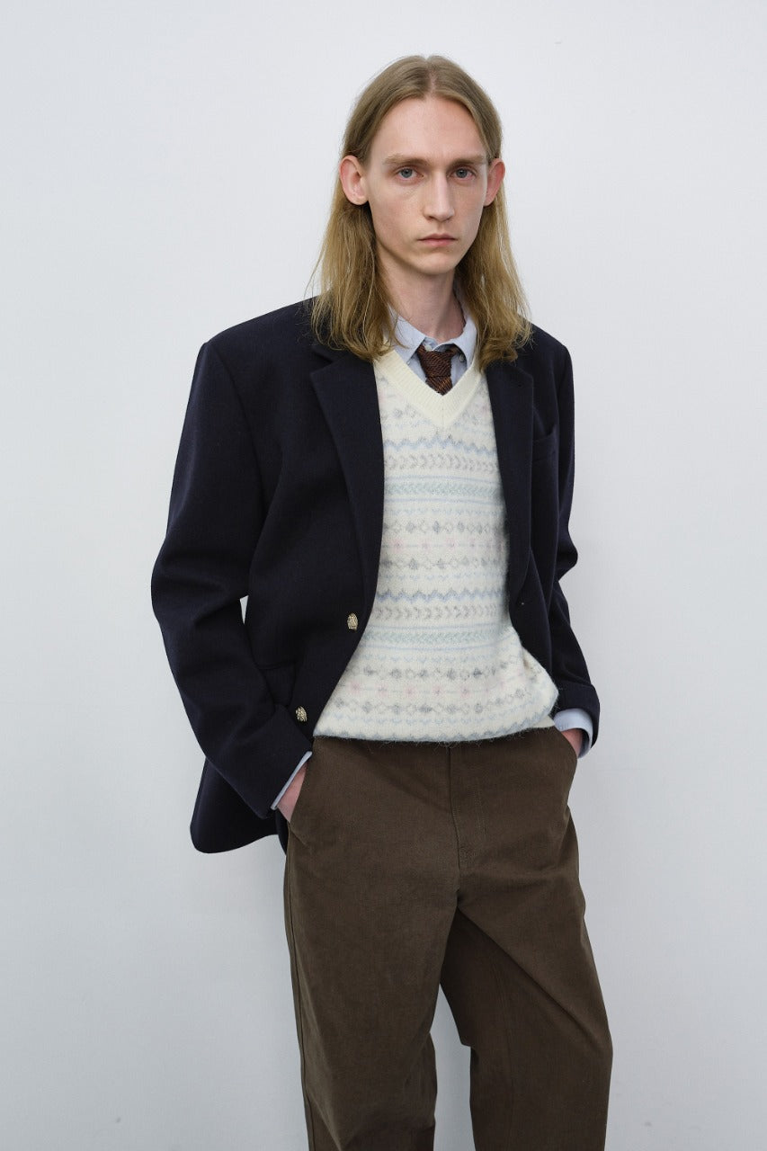 Dunst Unisex Classic 2 Button Wool Blazer Navy