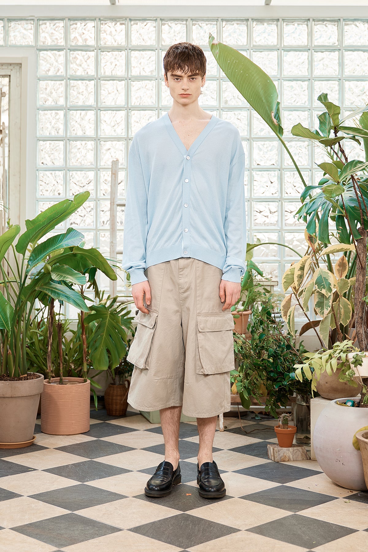 [matinkim] BACK LOGO SEE THROUGH CARDIGAN FOR MEN IN SKY