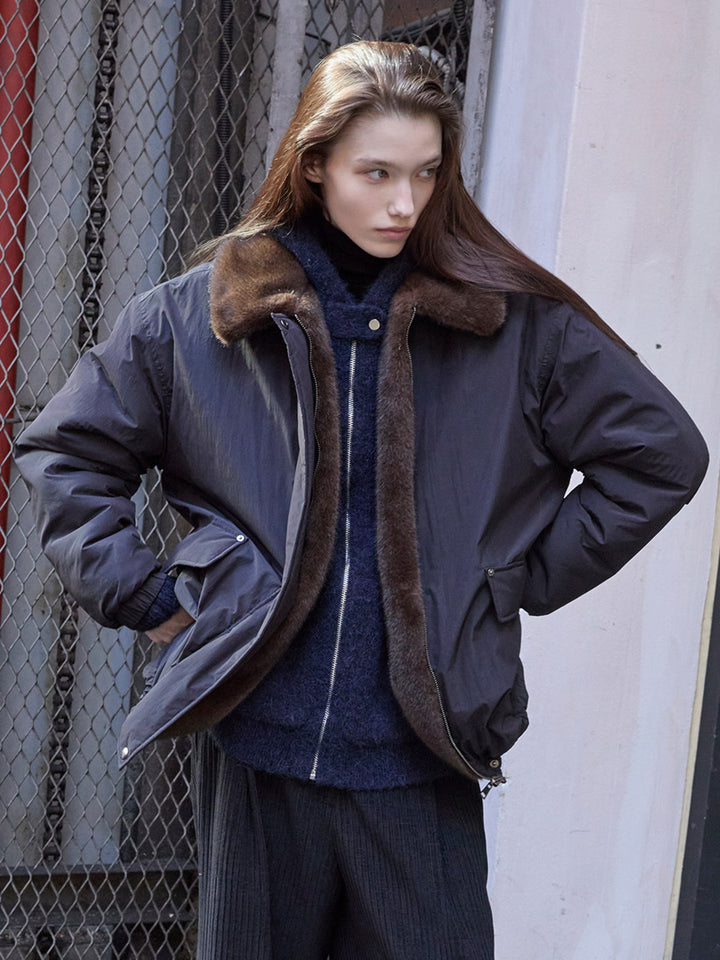 Raive Reversible Faux Fur Jacket in Black