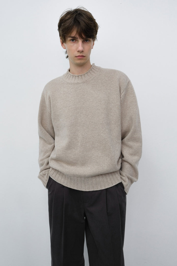 Dunst Unisex Chunky Roll Neck Sweater Light Pebble