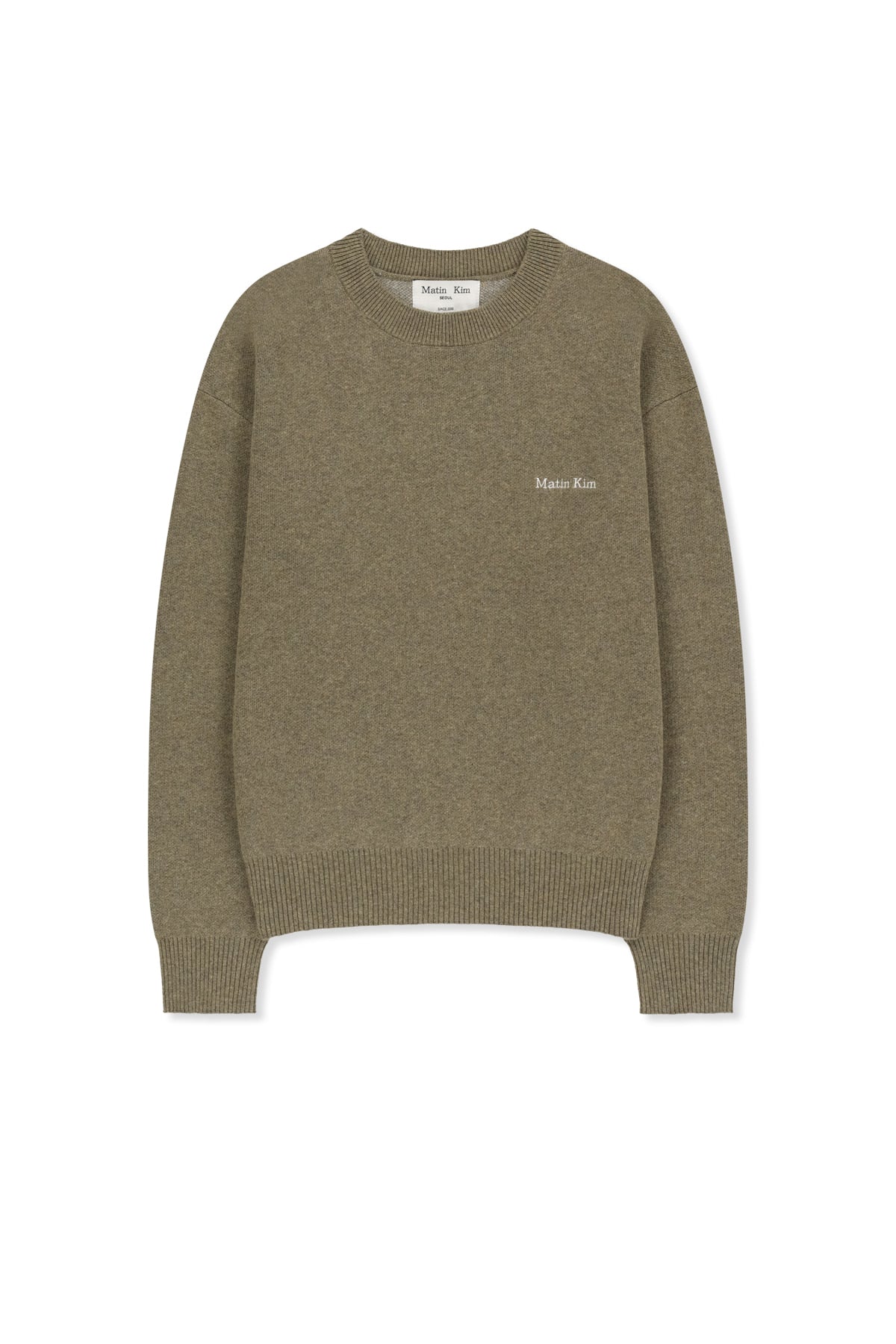 Matinkim Calligraphy Back Logo Knit Pullover IN Khaki