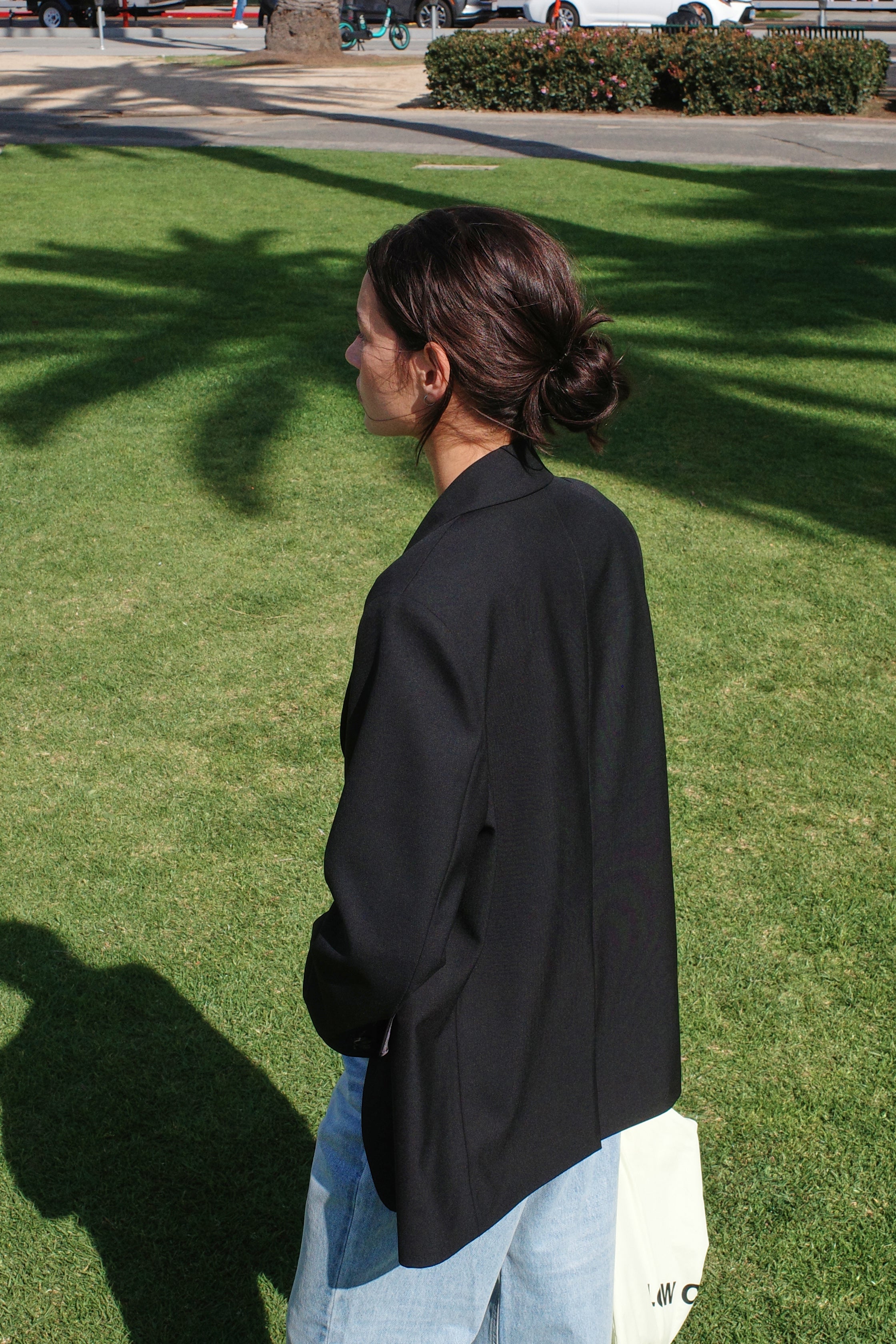 Low Classic Oversized 3-Button Wool Blazer - Black