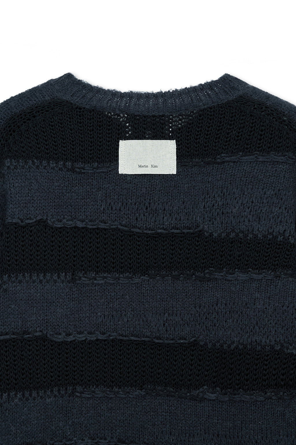Matinkim Texture Block Stripe Knit Pullover IN Navy