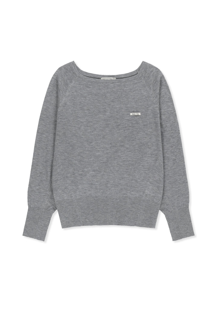 Matinkim Betwing Fit Boat Neck Knit Pullover IN Grey