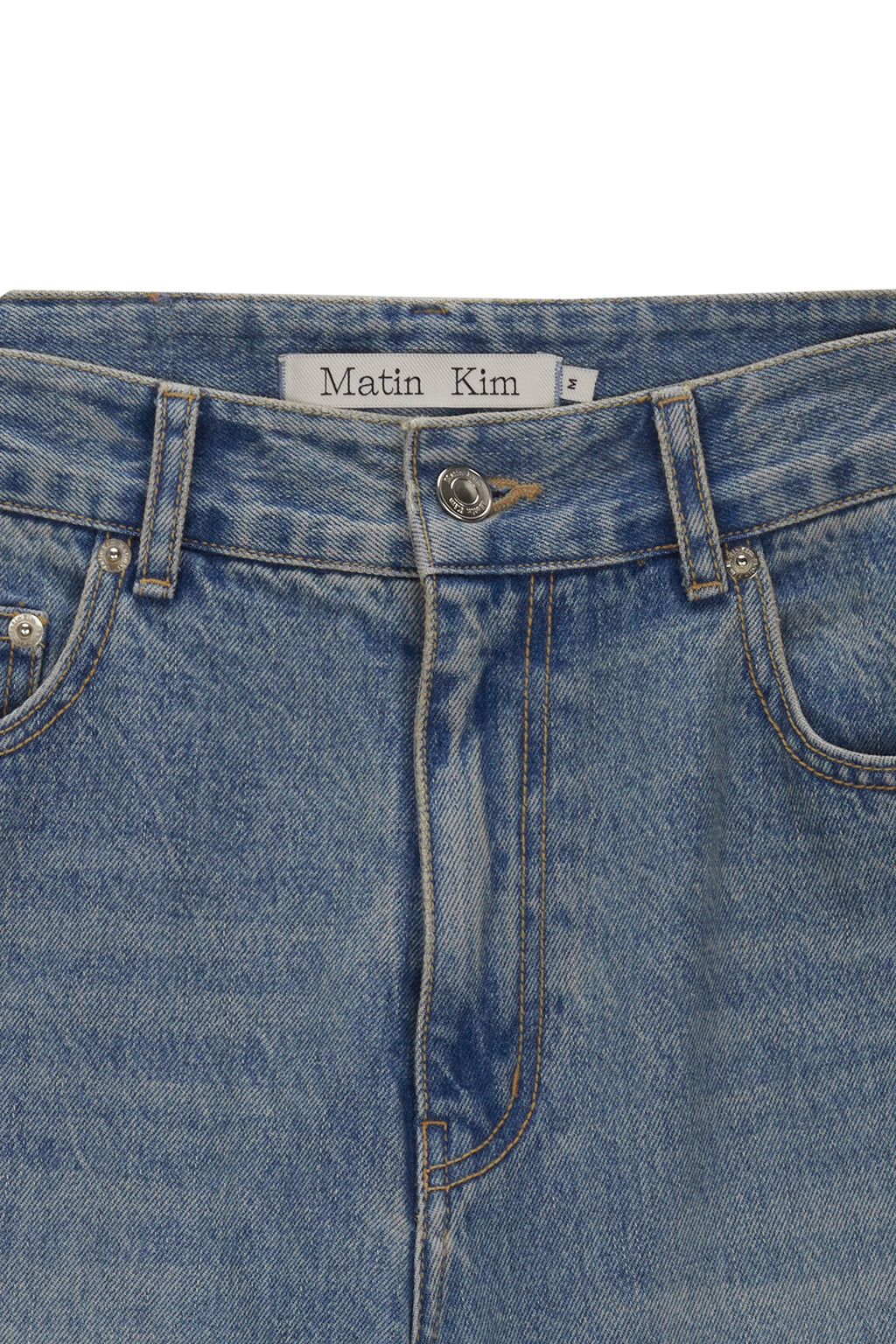 [matinkim] SIDE WASHED DENIM PANTS IN BLUE