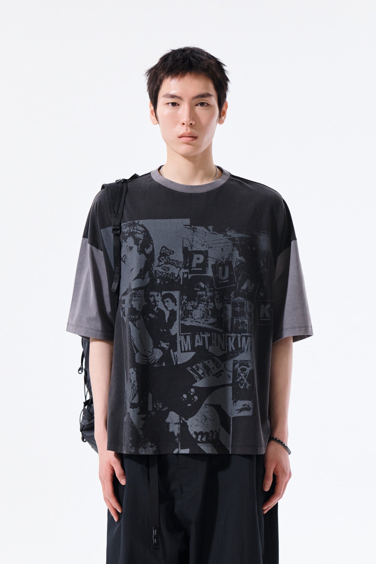 Matinkim Matin Punk Graffiti Top For Men IN Black