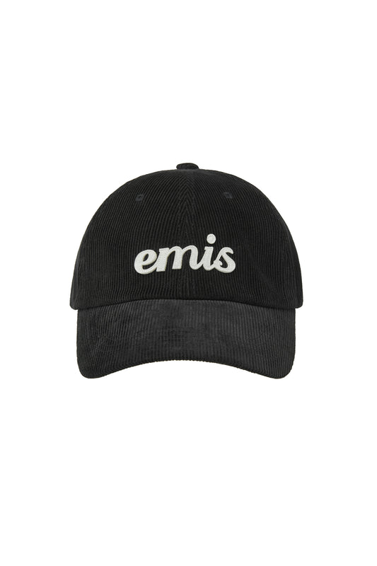 APPLIQUE CORDUROY BALL CAP-BLACK