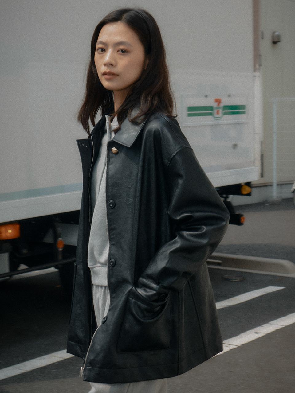 Tillidie Faux leather pocket jacket Black