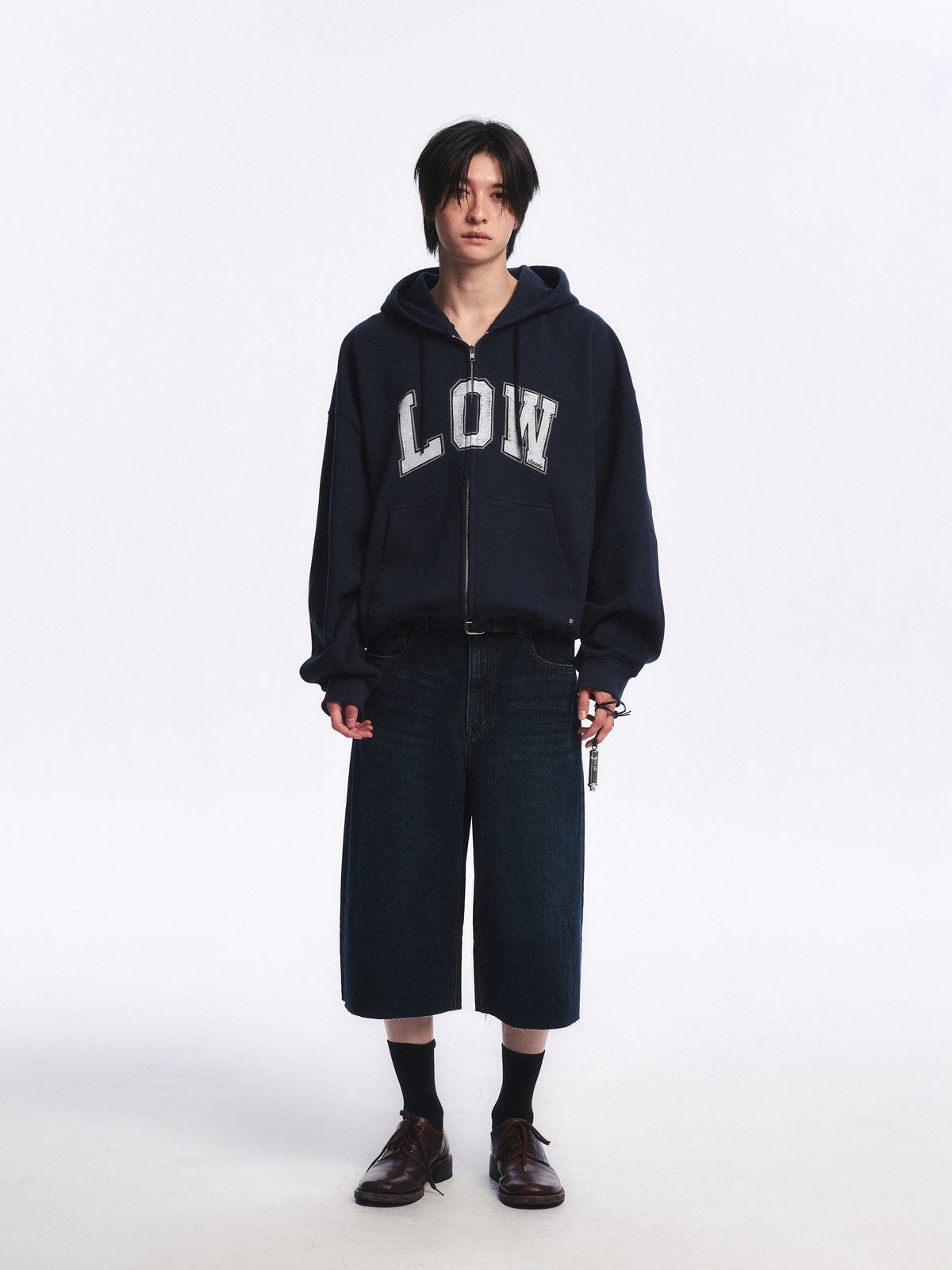 Low Classic Low Soft Sweat Zip-Up Hoodie Navy