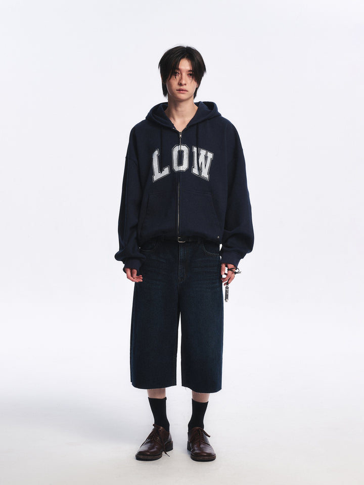 Low Classic Low Soft Sweat Zip-Up Hoodie Navy