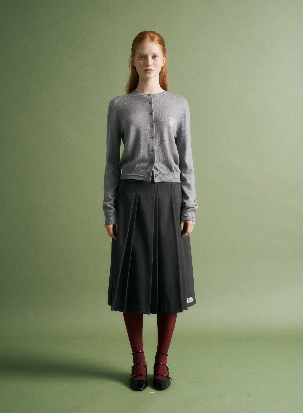 satur (W) Loren Basic Crewneck Fine Cardigan - Melange Gray - View 3