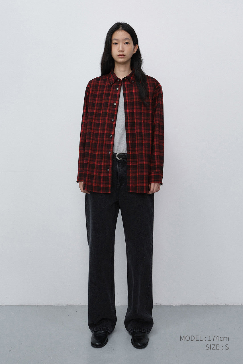 Dunst Unisex Checked Flannel BD Shirt Red